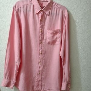 Tommy Bahama Indigo Palm Island Denim 100% Linen Button-Up Shirt Men's M